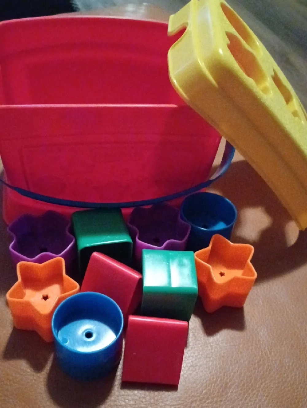 -Mattel Colorful Shape Sorting Bucket - Yellow, Red, Blue, Green, Orange, Purple